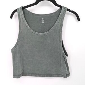 OFFLINE by Aerie Tank Top Women Large Green Cropped Cotton Blend Athleisure